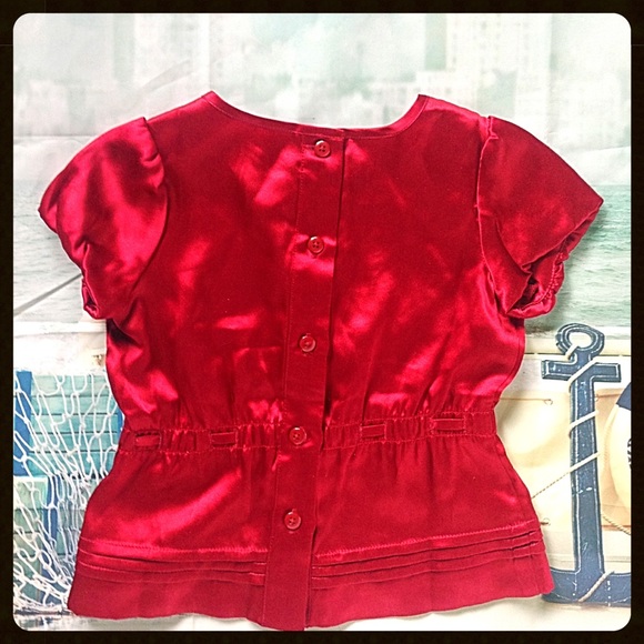 Janie & Jack Red Satin Girls 12-18 M Blouse Top - Picture 3 of 8